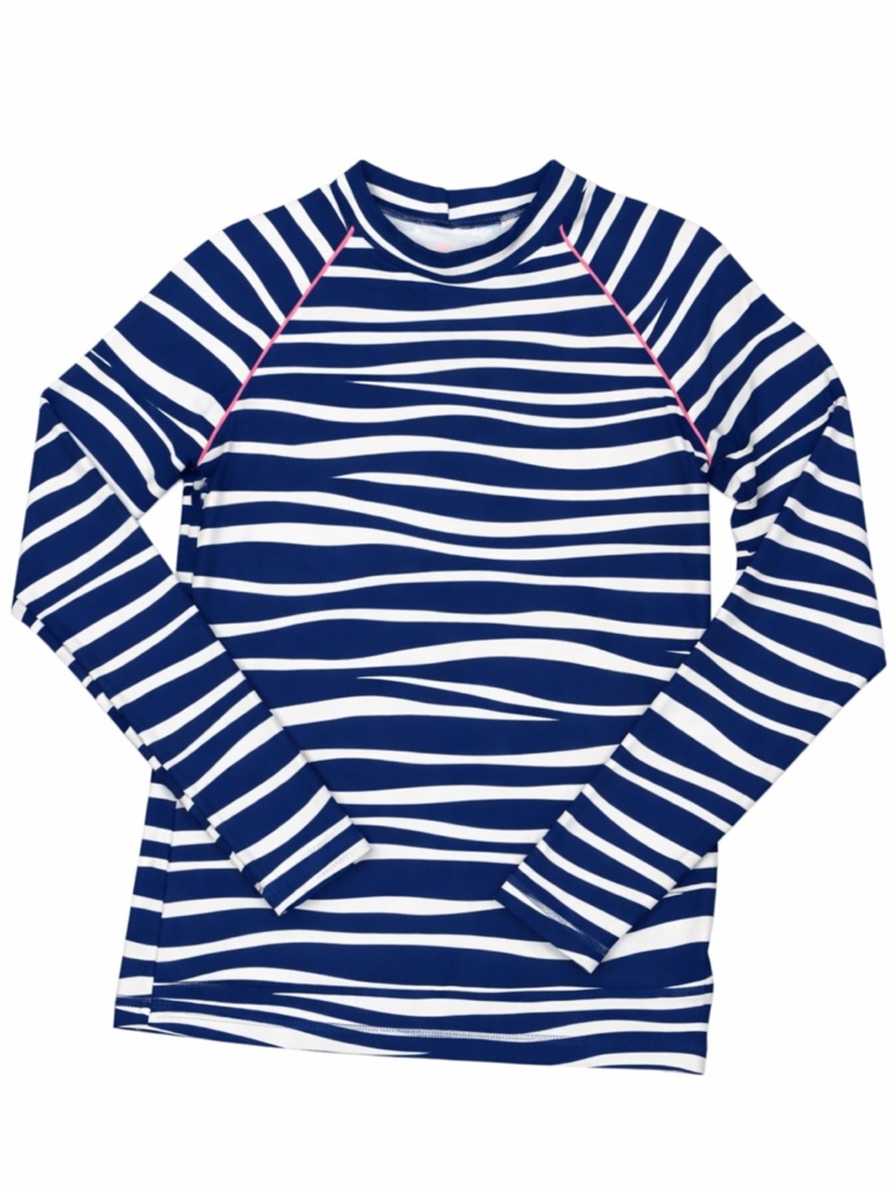 Boden Kids Rash Guard Blue White Stripe Pink UPF 40+ Long Sleeve Size 15–16Y